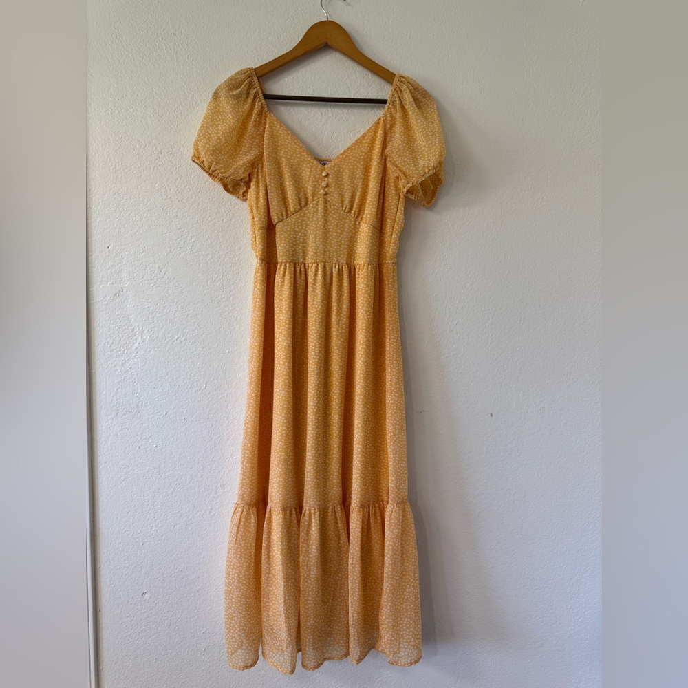 Mimi Chica Yellow Midi Dress, Size Medium
